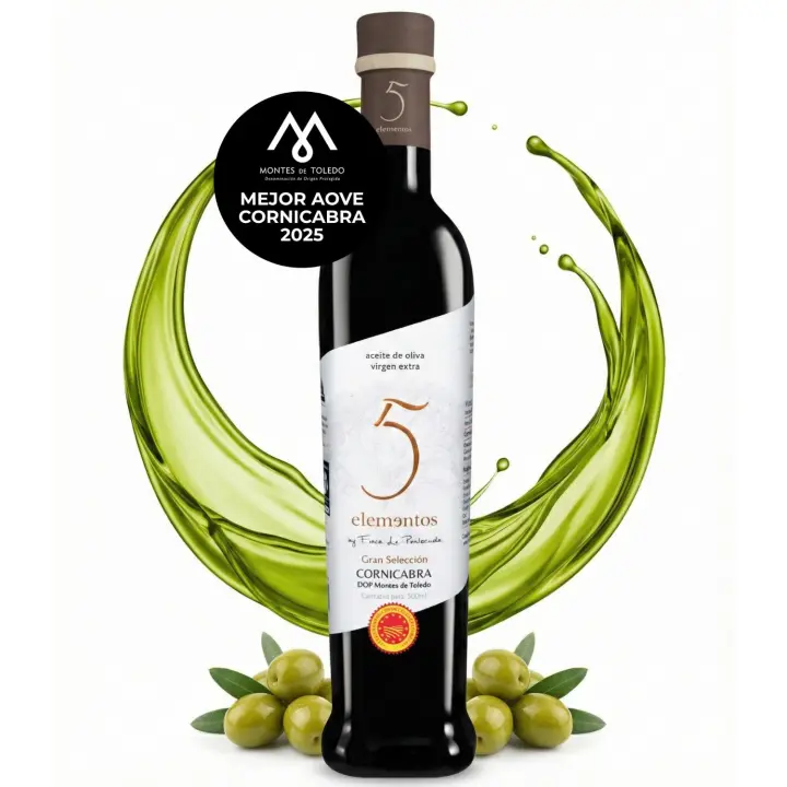 5 Elementos Gran Selección Aceite de Oliva Virgen Extra Cornicabra 500ml | Mejor AOVE Cornicabra con DOP Montes de Toledo | AOVE de Nueva Cosecha Extracción en Frío - 1