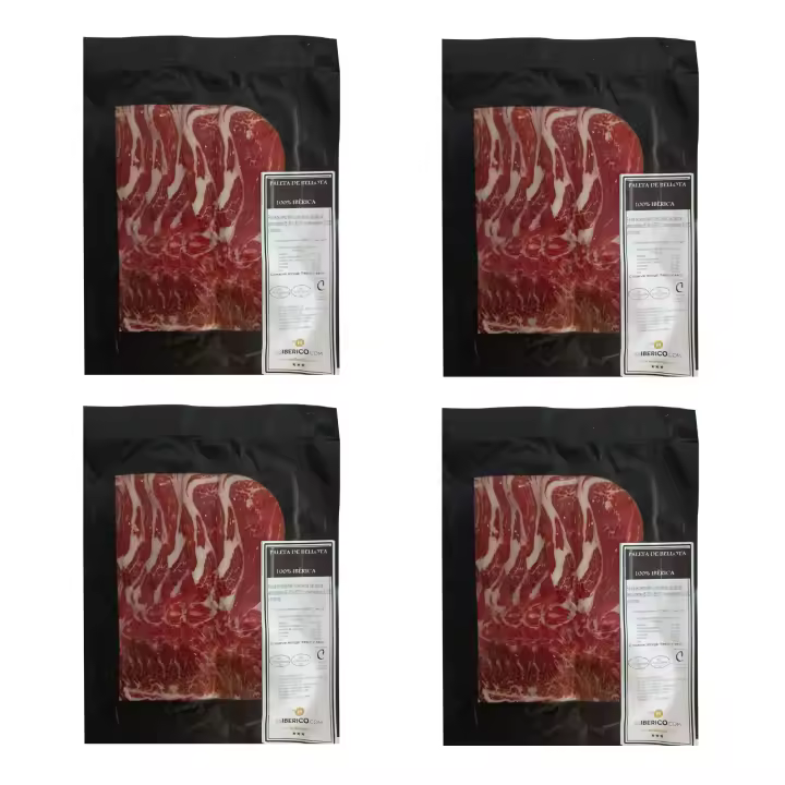 Paleta 100% Ibérica de Bellota Loncheada, 4 Unidades de 100 g, Producto Gourmet Curado 24 Meses - 1