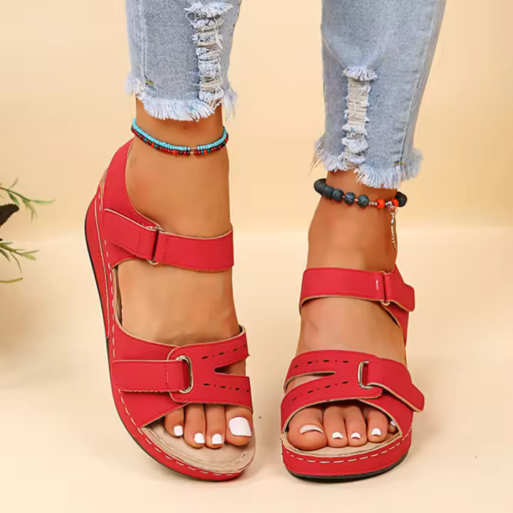 Sandalias De Plataforma Retro Para Mujer Verano 2023 Con Cordones De Talla Grande 43 Hebilla De Tobillo Suela Gruesa Sandalias De Playa - 1