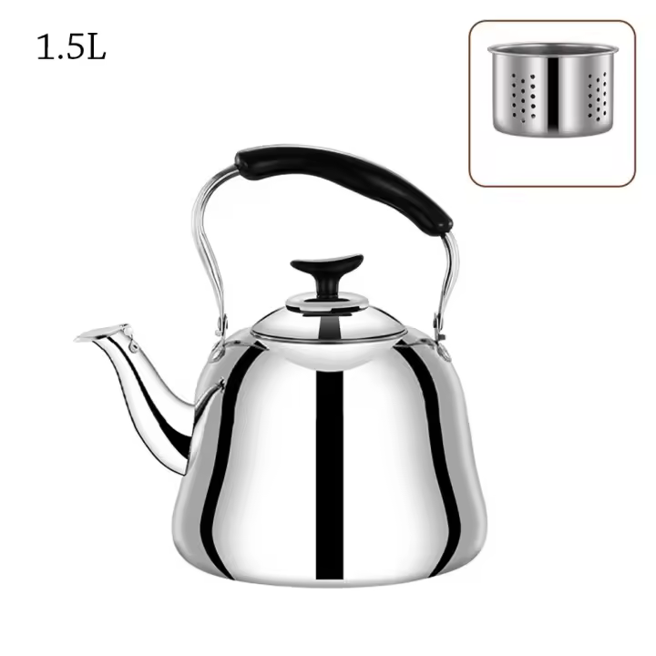 Hervidor De Agua De Acero Inoxidable Con Silbido Gran Capacidad Kettle Para Estufa De Gas Y Inducción Base Calefactor Rápido - 1