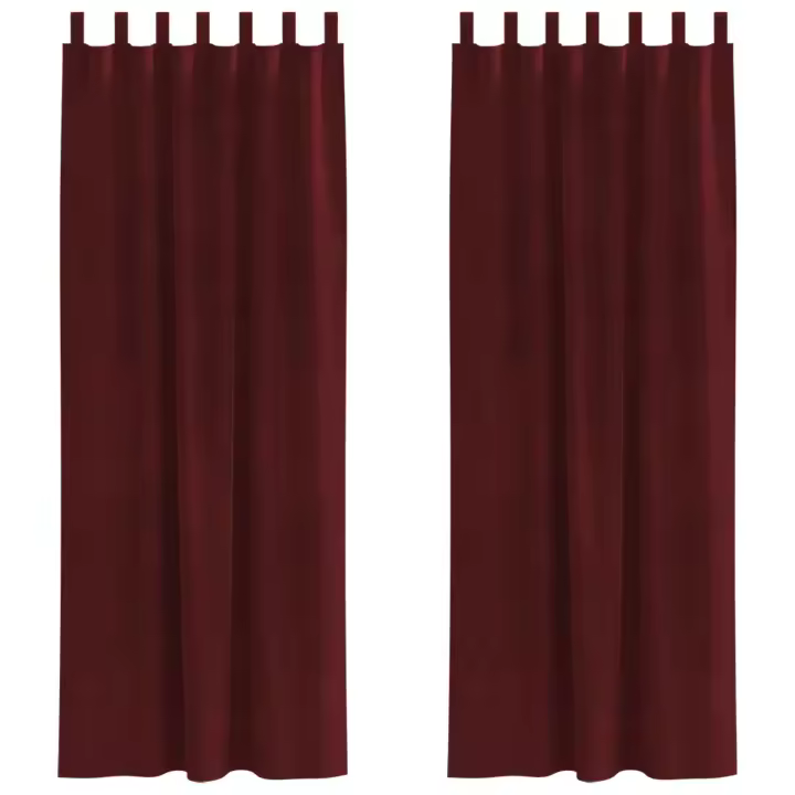 Cortinas Opacas vidaXL con Lazos de Colgado 2 pcs Rojo Vino Terciopelo - 1