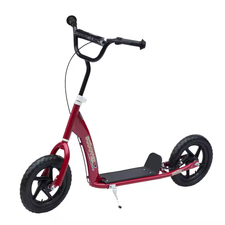 HOMCOM Patinete para Niños de +5 Años Scooter de 2 Ruedas Grandes de 12 Pulgadas con Freno y Manillar Ajustable en Altura Carga Máx. 50 kg 120x52x80-88 cm - 1