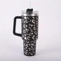 Taza De Viaje Inmunda De 40oz Con Estampado De Leopardo Y Palanca De Acero Inoxidable Reutilizable Para Deportes Al Aire Libre Y Camping - details 9