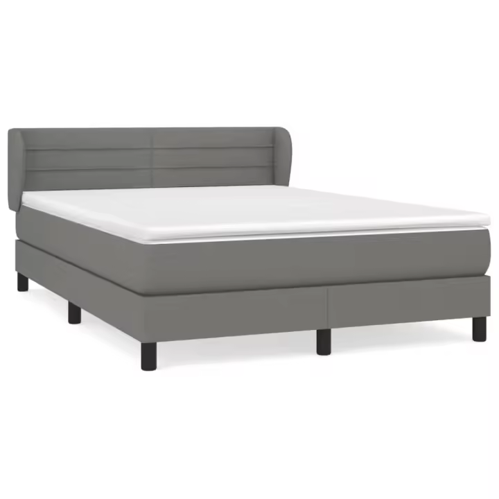 vidaXL Cama box spring con colchón tela gris oscuro 140x200 cm - 1