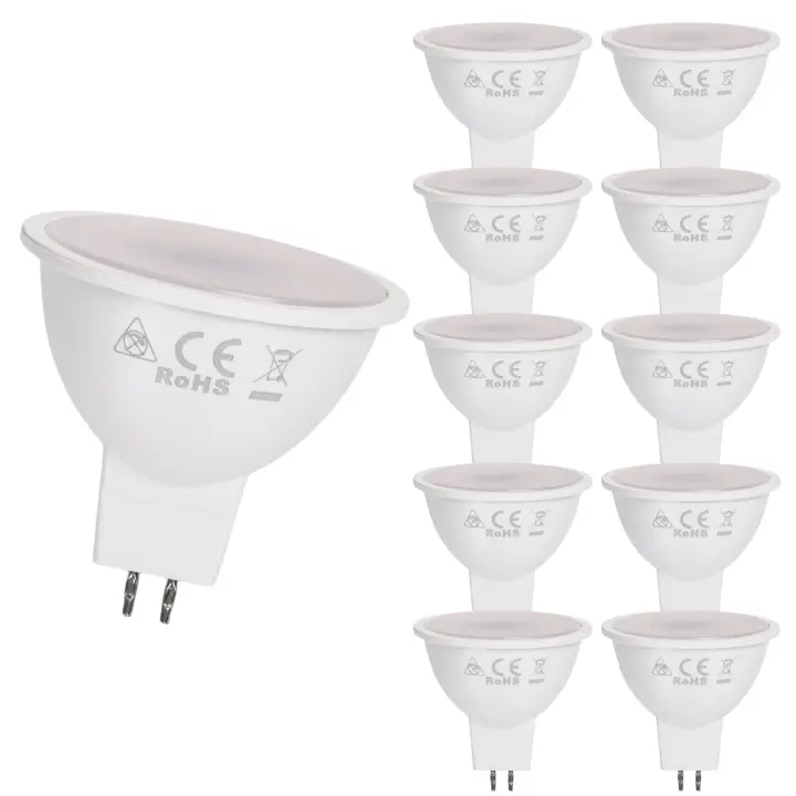 Aigostar GU5.3 MR16 Bombilla LED 6W=45W, luz cálida 3000K, 550 lúmenes, AC/DC 12V, ángulo de visión 100° - 10 unidades - 1
