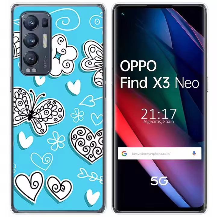 Tumundosmartphone Funda Gel Tpu para Oppo Find X3 Neo 5G diseño Mariposas Dibujos - 1