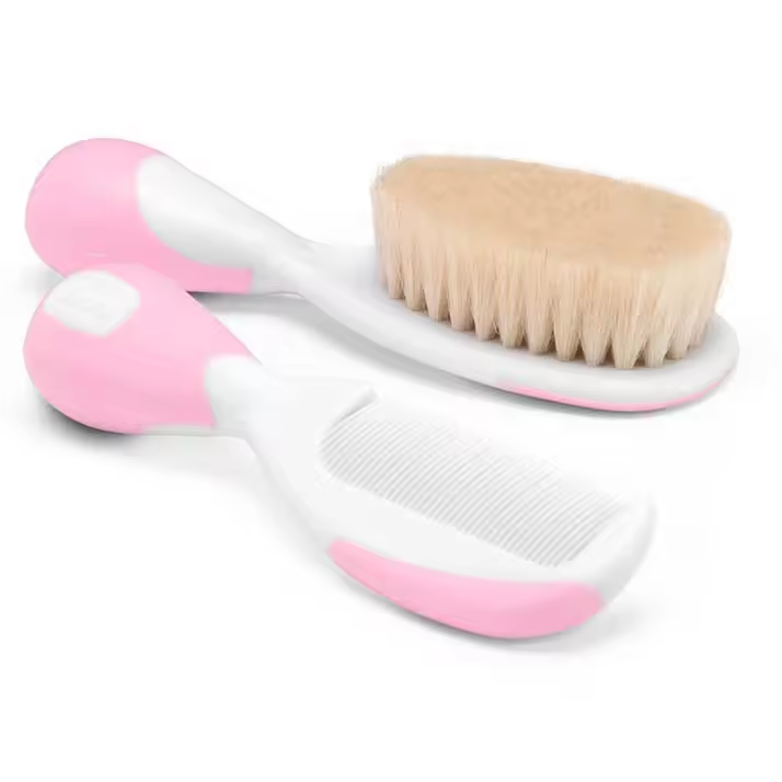 Chicco Cepillo y Peine Infantil Rosa Suave para Bebés - 1