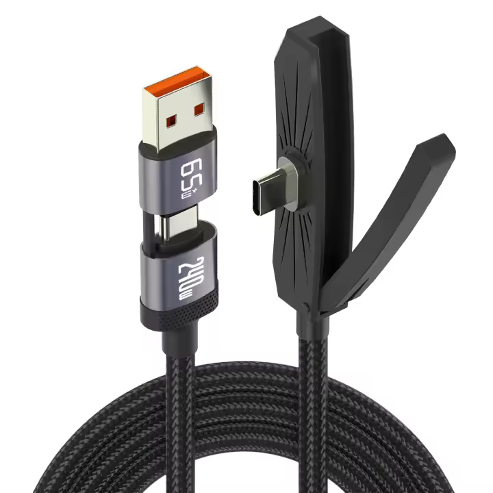 Cable De Carga Rápida USB Tipo C 240W Con Soporte Plegable 1.75M Fireurus Cable De Teléfono Móvil Con Carcasa Tipo-C - 1