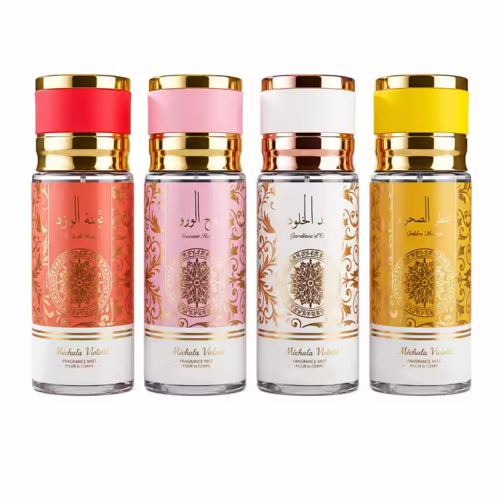 Pack 4 Body Mist Árabes Premium 250ml – Rose Flower, Rose Spirit, Gardenia White y Golden Horizon | Bruma Corporal Oriental para Mujer | Fragancias Florales y Elegantes de Larga Duración - 1