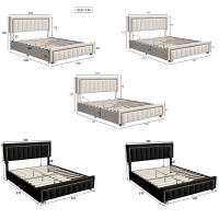 Cama tapizada de lujo Superaly, combinación de colores clásica en negro y dorado, cama doble, estructura de cama hidráulica, ideal para apartamentos con dormitorio, sin colchón, terciopelo. - details 0