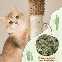 Cactus-Shaped Cat Scratching Tree with Observation Platform, Cave, and Sisal Logs, 42.5×42.5×106.5 cm, Brown and Green - details 5