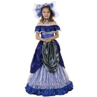 Fyasa - Disfraz de Dama Sureña Infantil - Azul - Vestido y Sombrero - Ideal para Fiestas Temáticas - details 0