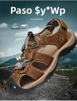 Zapatillas De Playa Para Hombre Cuero Antideslizante Casual Aumento De Altura Cómodas Zapatillas Deportivas Hombre Sandalias De Verano - details 2
