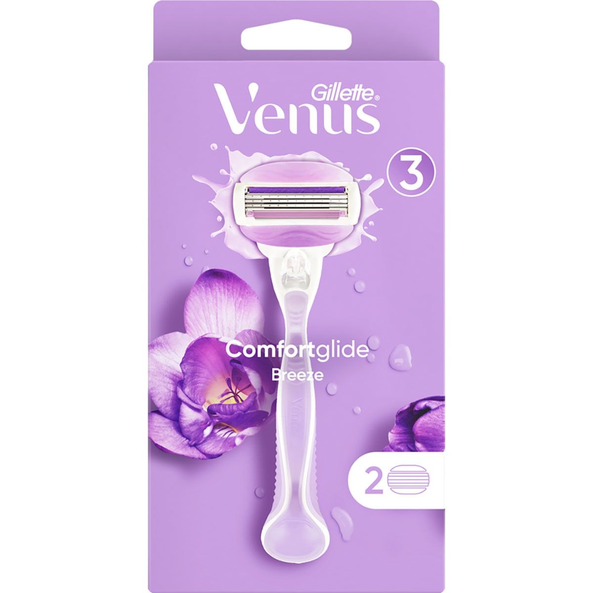 Gillette Venus Comfortglide Breeze, Maquinilla De Mujer, 1 Mango + 2 Recambios, 3 Hojas, Para Una Depilación Suave, Apurada Y Duradera