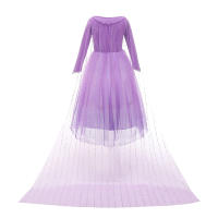 Disfraz De Princesa Para Niña Vestido De Cosplay De La Reina De Hielo Elsa Color Morado Talla A-Line Con Cuello En O Para Fiestas Y Rol De Playa - details 1