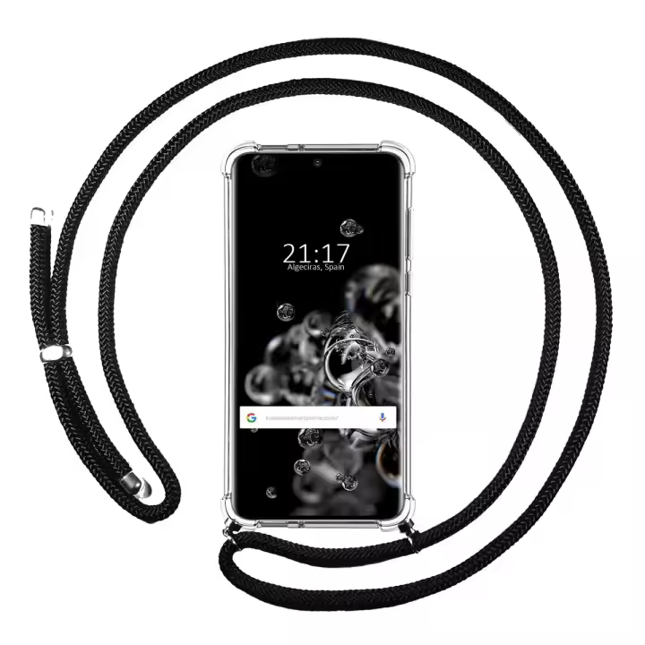 Tumundosmartphone Funda Colgante Transparente para Samsung Galaxy S20 Ultra con Cordon Negro - 1