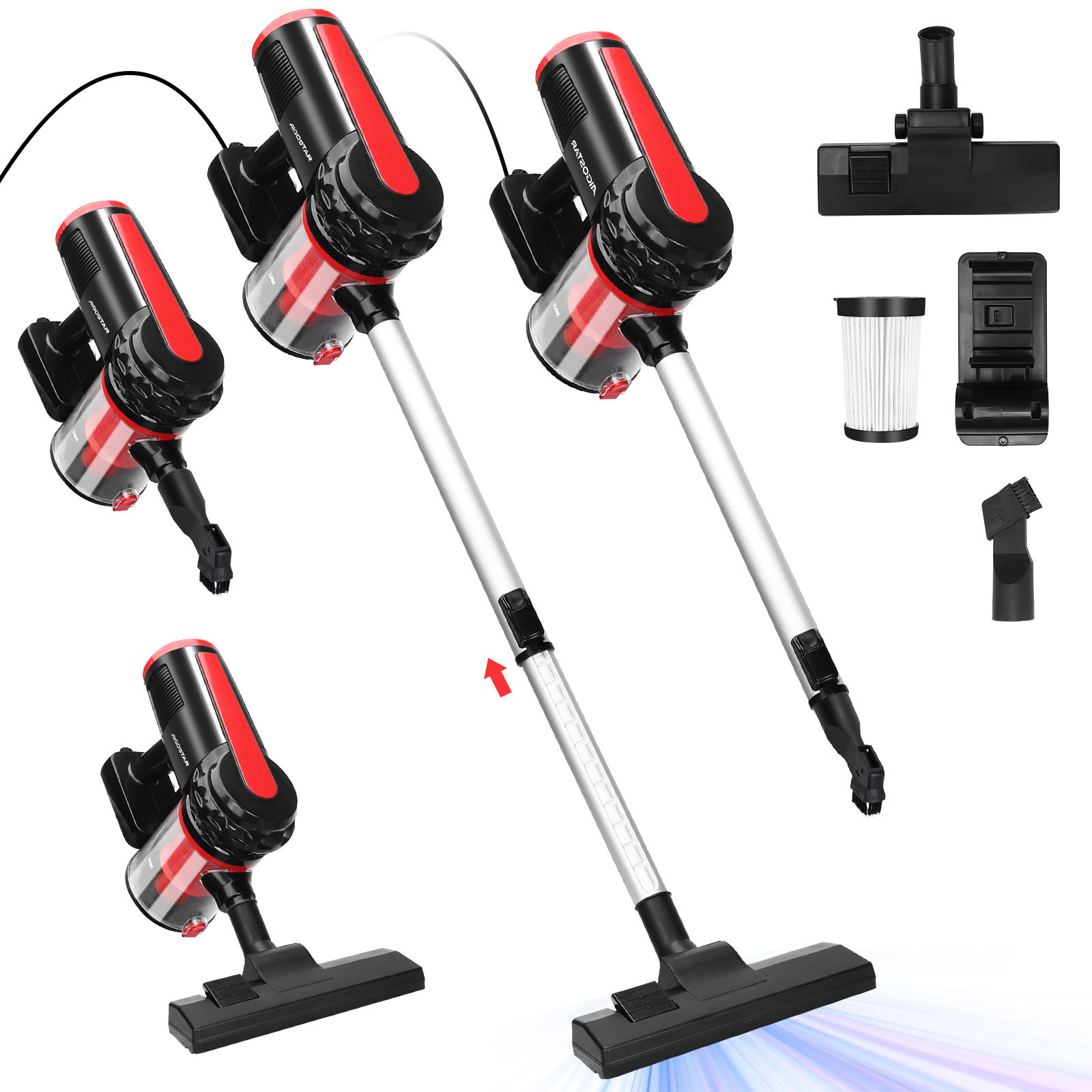 Aspirador multifunción AIGOSTAR 4 en 1: combinación práctica de aspirador vertical, de mano y con cepillo, ligero y con conexión por cable