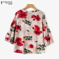 Blusa Bohemia ZANZEA 2024 Floral Impresión Otoño Para Mujer 3/4 Manga Tunic Tops Casual Vintage Vacaciones Playa Trabajo Camisa - details 6