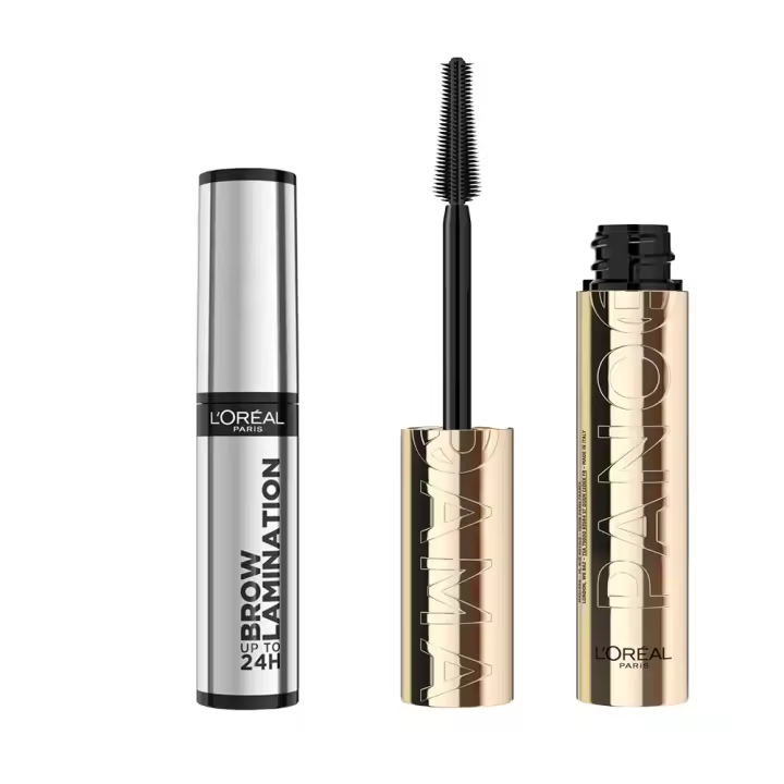 L'Oréal Paris | Máscara De Pestañas Panorama Con Fórmula Ultra-Flexible Voluminizadora + Brow Lamination Gel transparente Fijador de cejas – Dura hasta 24H* - 1