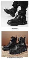 Botas De Cuero Impermeables Para Hombre Botines De Moda Casual Para Otoño Y Primavera Zapatos De Deporte De Media Calf High Para Senderismo Exterior - details 25