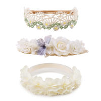 3pcs Diademas De Nylon Para Bebés Niñas Con Flores Y Lirios Coloridos Hechos a Mano Estilo Temporal Moda Cumpleaños - details 3