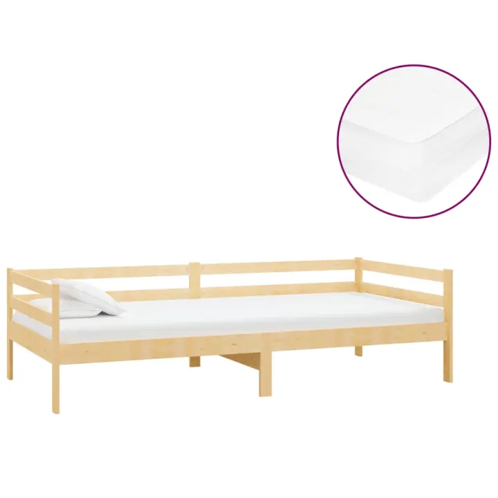 vidaXL Sofá cama con colchón madera de pino maciza 90x200 cm - 1
