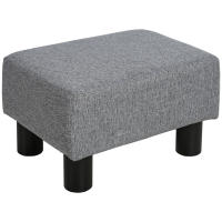 HOMCOM Reposapiés de Salón Taburete Bajo Tapizado en Lino Otomana Rectangular con Estructura de Madera para Sala de Estar Dormitorio Gris - details 0