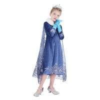 Vestido De Princesa Elsa Azul Con Copa De Pelo De Nieve Para Niñas Traje De Invierno Con Manga Larga Y Collar De Pelo De Nieve Disfraz De Reina De La Nieve Para Fiesta De Navidad Y Carnaval - details 6