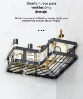 Conjunto estante cocina,baño aluminio 5piezas,INOXIDABLE,artículos de tocador, estante de almacenamiento esquinero, juego sin perforar de hierro forjado,Organizador de estante de baño,estante de esquina de cocina - details 8