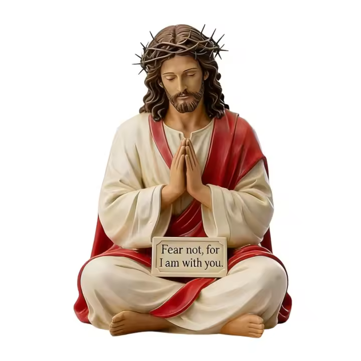 Figura De Resina De Jesús Inspiracional Escultura Religiosa Para Escritorio Compañero De Mesa Para Habitación Baño - 1