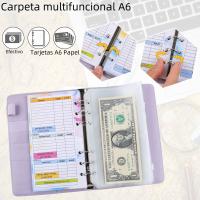 Cuaderno De Ledger A6 De Cuero PU Macaron Con Zip Bag Para Presupuesto Y Cuentas Grado De Gradiente Libre De Hojas - details 4