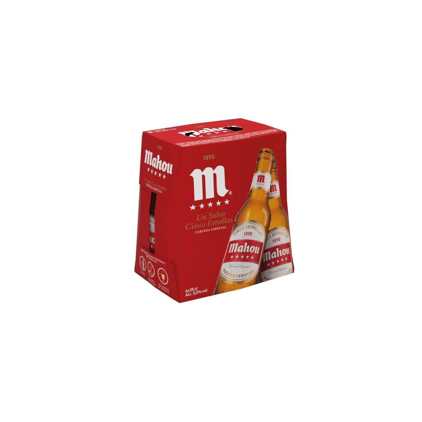 Pack 24 Cervezas Mahou 5 estrellas 25cl