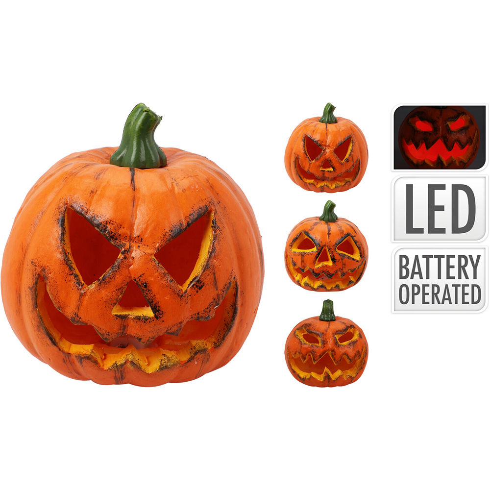 Calabaza halloween con led, pvc, a pilas, 3 modelos