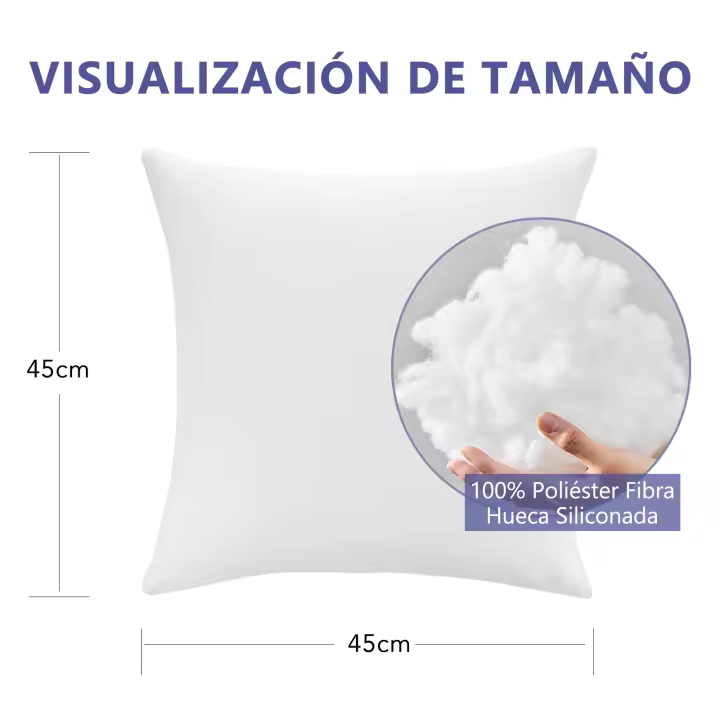 Pack Rellenos de Cojín 45x45 Fibra Hueca Siliconada, Forro de Microfibra Alta Calidad, NO TNT, Resistente y Suave - EasySpeed - 1