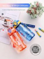 Botella De Agua Para Niños 600ml Con Taza De Sopar Y Pajita De Silicona a Prueba De Fugas Plástico Reutilizable Para El Verano - details 1