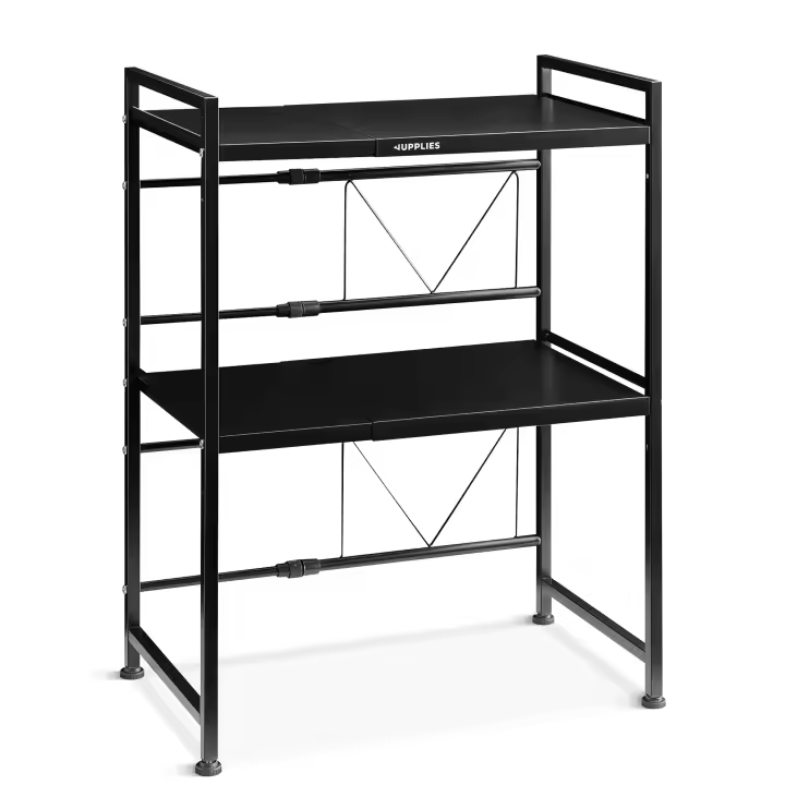 RELAXTY Estante de Cocina Extensible | Organizador de Microondas en Aluminio Resistente con Ganchos Multiusos - 1