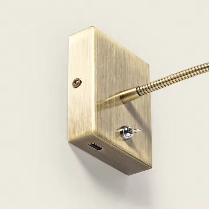 Ledkia Lámpara de Pared LED 2.5W Metal con Puerto USB Apsley Dorado - 1