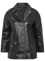 Chaqueta De Cuero PU De Talla Grande Con Cierre De Cremallera Casual Manga Larga Para Otoño Ropa De Mujer Con Cuello En V - details 3