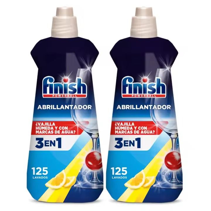 Finish ABRILLANTADOR LIMÓN, Vajilla Seca, Resultado Brillante, Previene Marcas de Agua, Elimina Restos de Cal, Infalible, Profesional