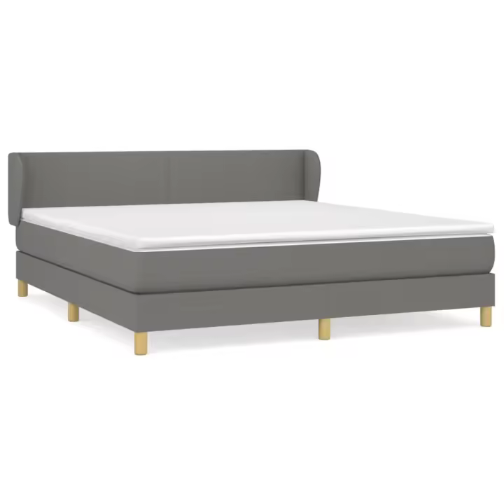 vidaXL Cama box spring con colchón tela gris oscuro 160x200 cm - 1