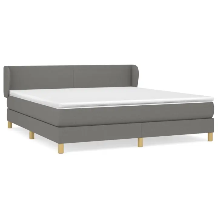 vidaXL Cama box spring con colchón tela gris oscuro 160x200 cm - 1