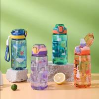 Botella De Agua Para Niños 600ml Con Taza De Sopar Y Pajita De Silicona a Prueba De Fugas Plástico Reutilizable Para El Verano - details 14
