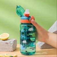 Botella De Agua Para Niños 600ml Con Taza De Sopar Y Pajita De Silicona a Prueba De Fugas Plástico Reutilizable Para El Verano - details 13