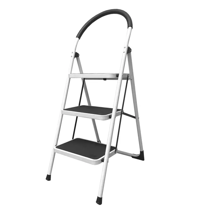 Escalera Plegable Acero Antideslizante 3 Peldaños 118×48×68 cm Nyana Home | Asa Ergonómica, Peldaños XL y Topes de Goma | Segura, Compacta y Resistente para Hogar - 1