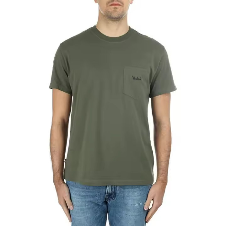 Woolrich Embossed Logo Pocket Tee Green - 1