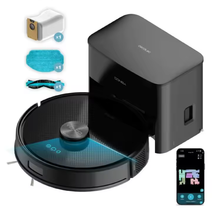 Cecotec Robot Aspirador y Friegasuelos con Base Autovaciado Conga Y50. Navegación Láser, 5000Pa de Presión de Succión - 1