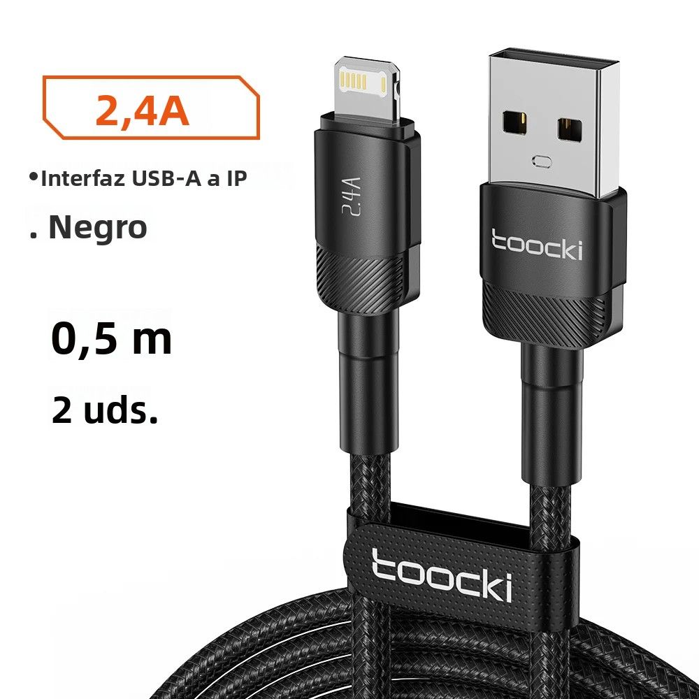 Cable USB 2.4A Toocki a Cable iOS Para iPhone 13 12 11 pro Max X XS XR 2 Pack Carga Rápida Cable De Datos Para iPhone 8 7 plus