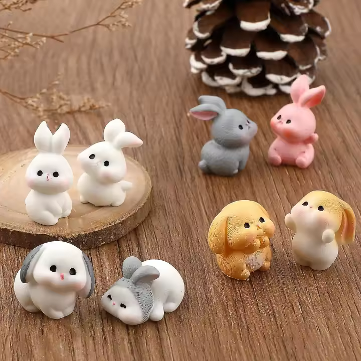 Pack de 16 Figuras de Conejo en Miniatura para Decoración de Pascua y Jardín de Hadas - 1