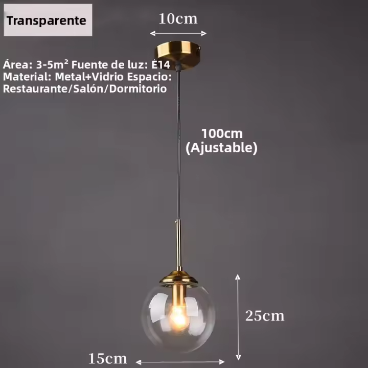 Lámpara Colgante De Vidrio LED Moderna Y Luisona De Metal Nórdica Para Sala De Estar Comedor Dormitorio Instalación Por Cable - 1