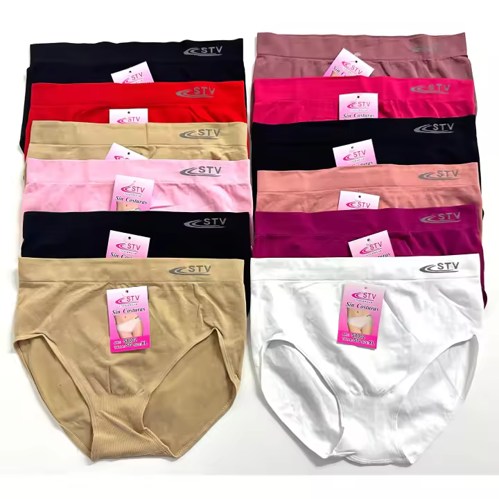 NOVAME - Pack de 12 Bragas de Mujer de Licra Sin Costura - Talla Super Grande - 1